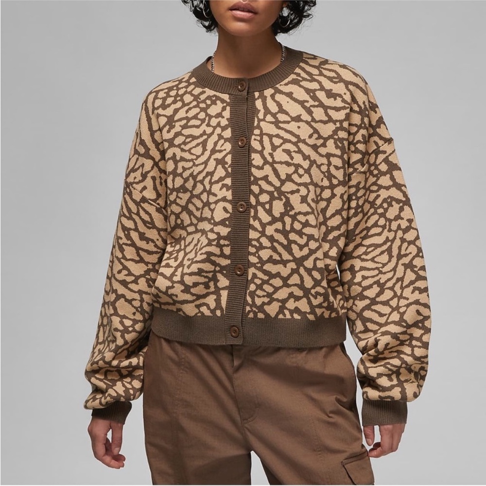 Jordan Women’s Elephant Pattern Full Button Palomino Cardigan